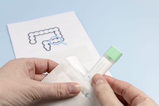 Rectal cancer screening test for home use and lab delivery. High quality photo