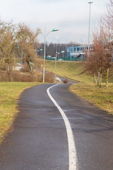 Jogging, walking, cycling path in the park