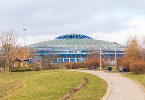 02.02.2025 - Minsk, Belarus - Shot of the multi purpose indoor sports arena called Chizhovka-Arena.