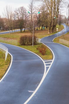 Jogging, walking, cycling path in the park.