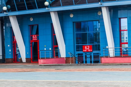 Shot of the one of the entrances to the sports arena.