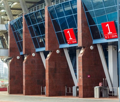 Shot of the one of the entrances to the sports arena.