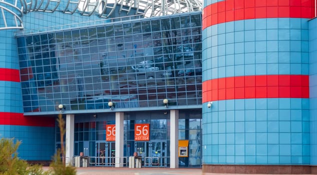 Shot of the one of the entrances to the sports arena.
