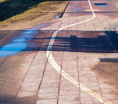 Jogging, walking, cycling path in the park