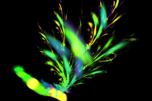abstract background color trends 2023 , 3D illustration, rendering black multi colored lines fractal unique composition for graphic and design art projects. High quality