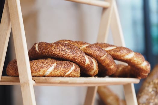 Turkish Bagel Simit on table ,