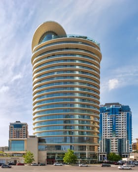 Baku, Azerbaijan - May 10, 2024: JW Marriott Absheron Hotel, a five-star luxury hotel situated in the heart of the city at 28 May Street in the Sabayil district