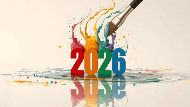 The Creative Happy New Year 2026 with Paint Strokes