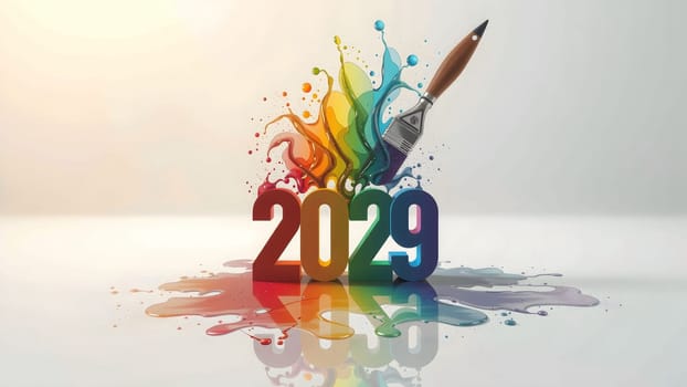 The Creative Happy New Year 2029 with Paint Strokes