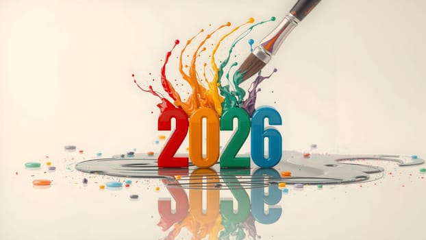 The Creative Happy New Year 2026 with Paint Strokes