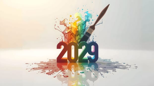The Creative Happy New Year 2029 with Paint Strokes