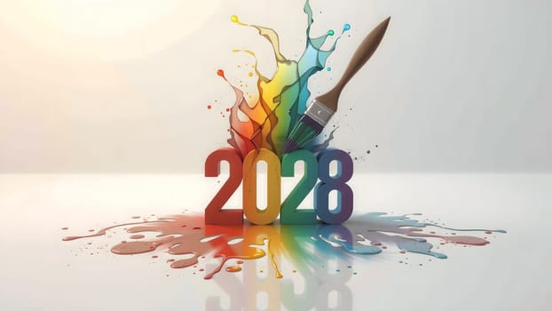 The Creative Happy New Year 2028 with Paint Strokes