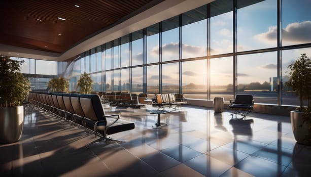 modern airport lounge waiting area, AI generated image