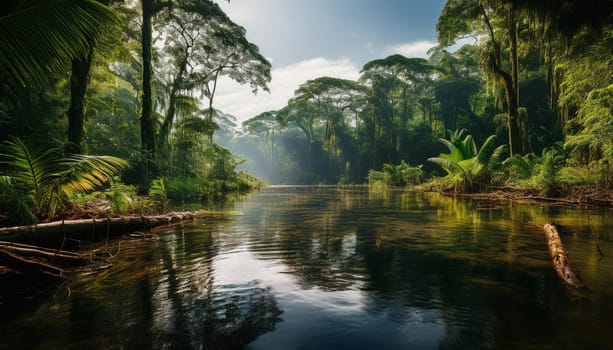 amazon rainforest jungle landscape, AI generated image