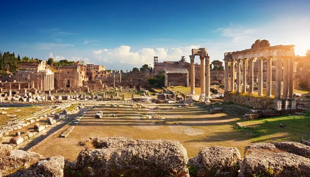 ruins of ancient roman city, AI generated image