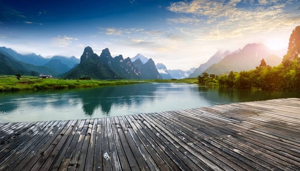 chinese natural landscape background, AI generated image