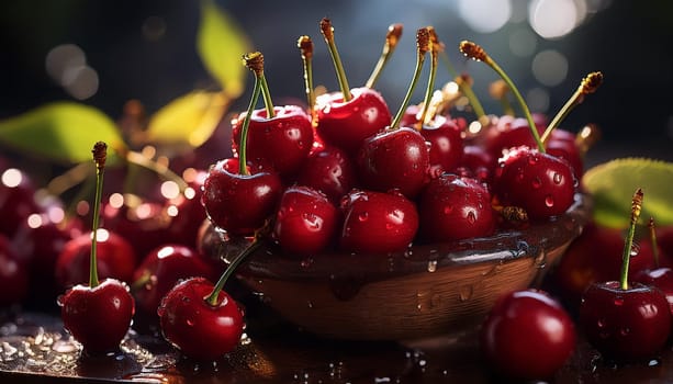 red cherries fruits food, AI generated image