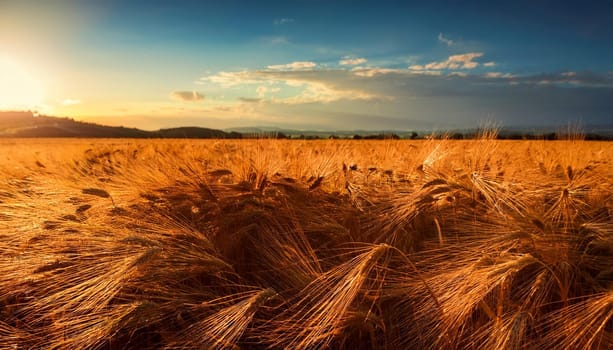 field of barley corn background, AI generated image