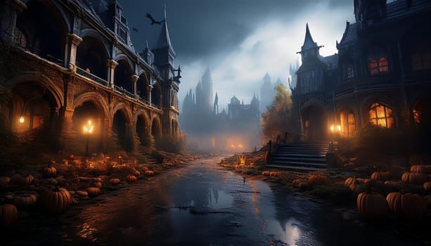 abandoned town ghost city background, AI generated image