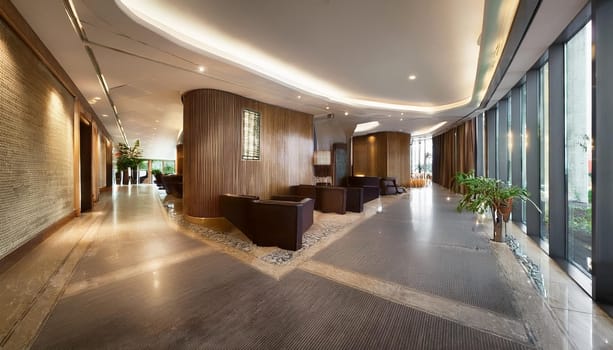 modern hotel hall interior, AI generated image