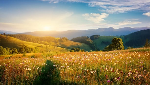 natural seasonal scene in summer, AI generated image