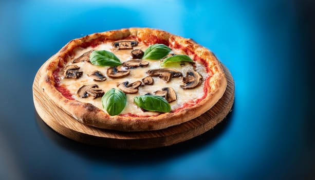 mushroom pizza traditional italian food, AI generated image