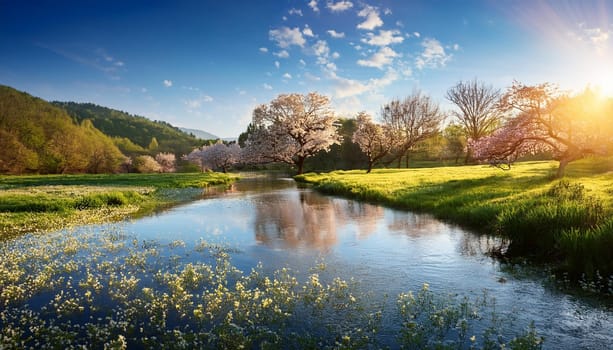 natural seasonal scene in spring, AI generated image