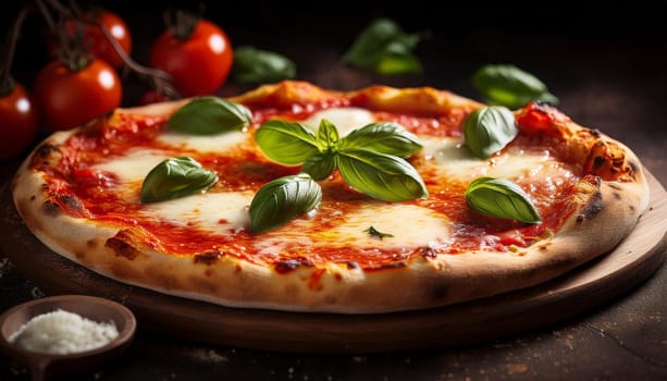 pizza margherita baked food, AI generated image