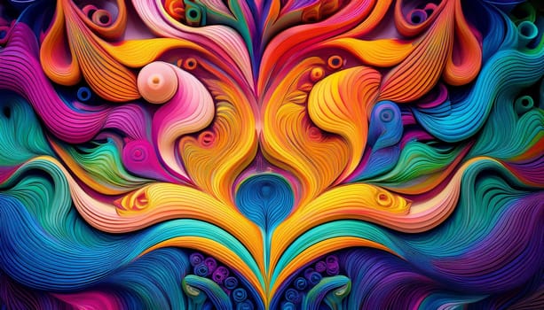 multicoloured psychedelic illustration background, AI generated image