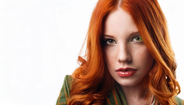 pretty young redhead woman, AI generated image