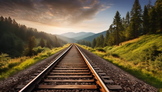 railway railroad perspective view, AI generated image