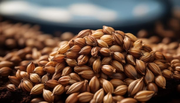 roasted barley for beer and barley coffee production, AI generated image