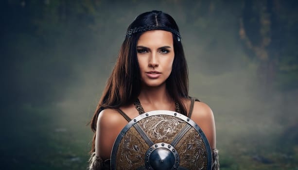 pretty young ancient viking woman, AI generated image