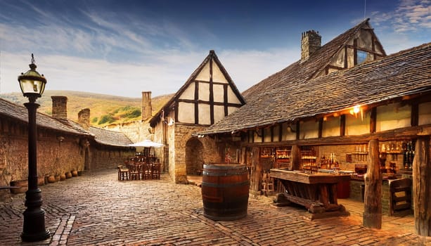 ancient medieval tavern pub, AI generated image