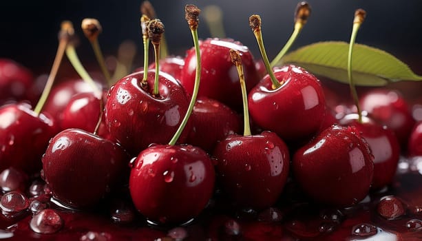 red cherries fruits food, AI generated image