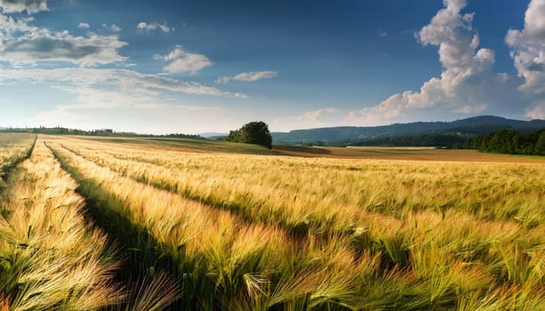 field of barley corn background, AI generated image