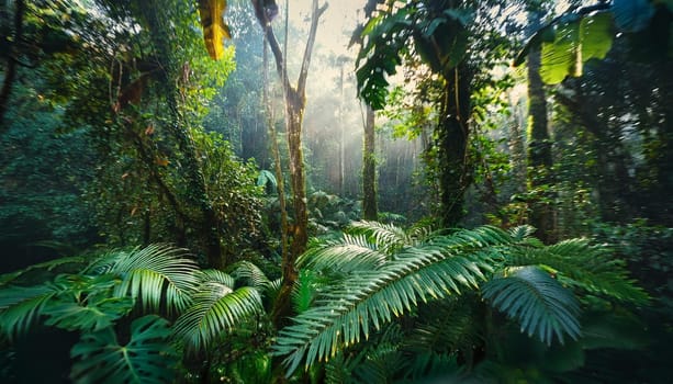 natural rainforest landscape scenery, AI generated image