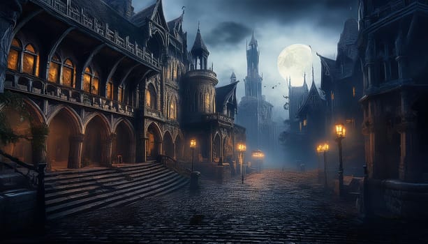 abandoned town ghost city background, AI generated image
