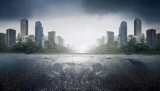 abandoned town ghost city background, AI generated image