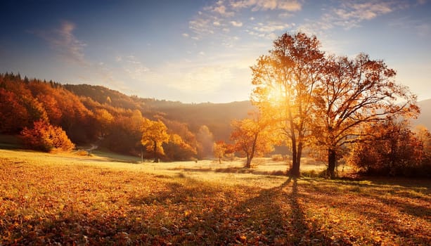 natural seasonal scene in autumn, AI generated image