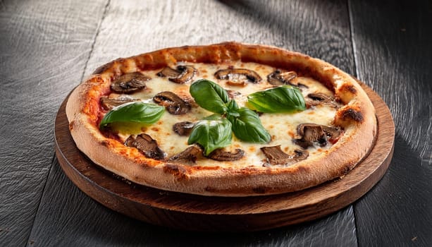 mushroom pizza traditional italian food, AI generated image