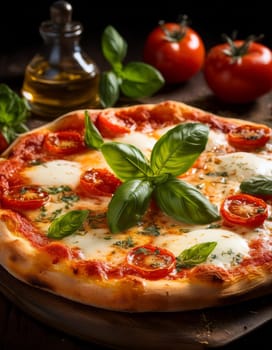 pizza margherita baked food, AI generated image