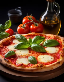 pizza margherita baked food, AI generated image