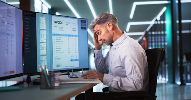 Stressed Tired Business Accountant Man. Lazy Sad Worker