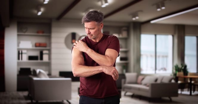 Man With Itchy Skin. Allergy Or Psoriasis