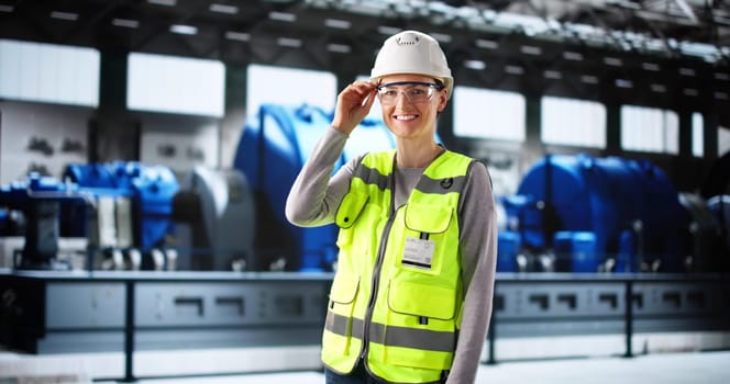 The Woman Engineer Operates Machinery at an Oil and Gas Refinery.