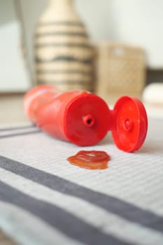Tomato stain on a carpet indoors