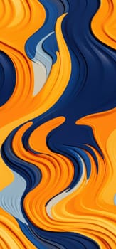 Vibrant orange, yellow, and blue waves bold graphic illustration - Generative AI. Blue, orange, wallpaper, iphone.