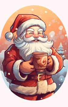 man santa leisure christmas warm merry cute peaceful mug christmas beverage caucasian claus home household cosy drinking hot holiday year merry male. Generative AI.