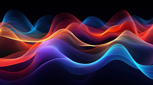 Abstraction colorful waves and lines on a black background, abstract concept